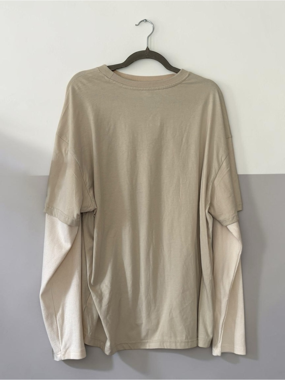 NWT Hollywood The Jean People Neutral Layered Long-Slv Tee Oversized Fit Large - Picture 2 of 11